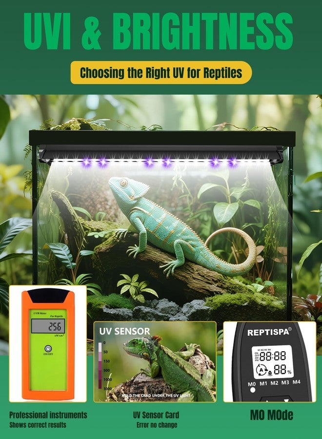 Reptispa LED UVB Light for Reptiles, 8W 8-Inch Reptile LED Light for Bearded Dragon Lizard Gecko Snake Turtle, Aluminum UVA UVB Lamp Fixture Controller with Dimming and 4 UVI Modes - Image 2